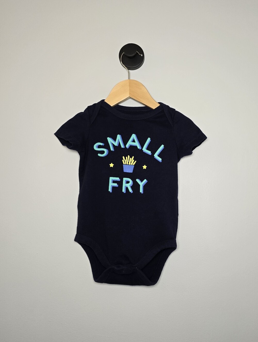 GAP Navy "Small Fry" Graphic Baby One-Piece Bodysuit Cotton